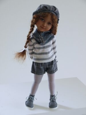 ruby red doll blue beret blue shoes