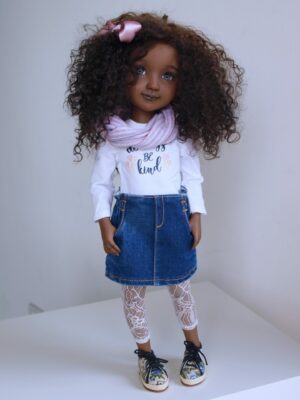 ruby red doll jeans skirt