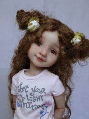 ruby red doll light brow curl hair